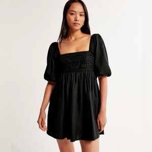 Abercrombie Emerson Mini Dress Black Puff Sleeve Size Small Petite